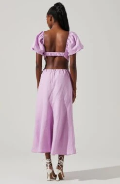 Winley Puff Sleeve Cutout Midi Dress 35 Winley Puff Sleeve Cutout Midi Dress -Astr The Label Shop ACDR101685 LILAC 4