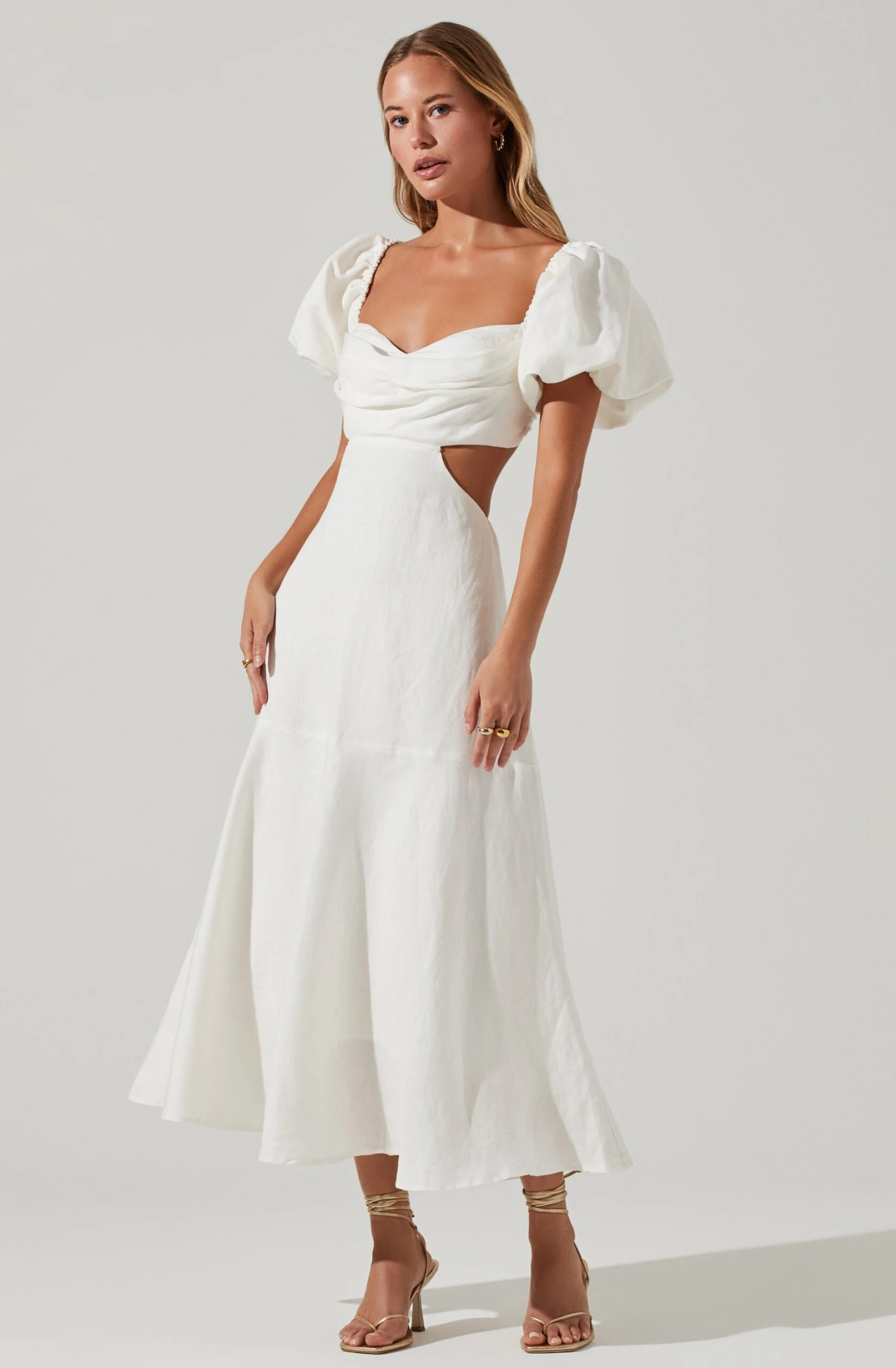 Winley Puff Sleeve Cutout Midi Dress 5 Winley Puff Sleeve Cutout Midi Dress - Image 3