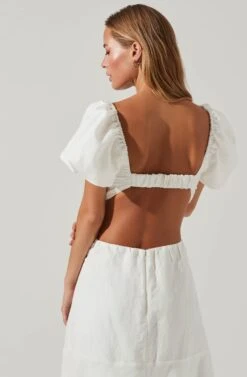 Winley Puff Sleeve Cutout Midi Dress 25 Winley Puff Sleeve Cutout Midi Dress -Astr The Label Shop ACDR101685 OFFWHITE 4