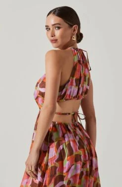 Sivana Halter Neck Geo Print Maxi Dress -Astr The Label Shop ACDR101690B REDBROWNMULTI 3