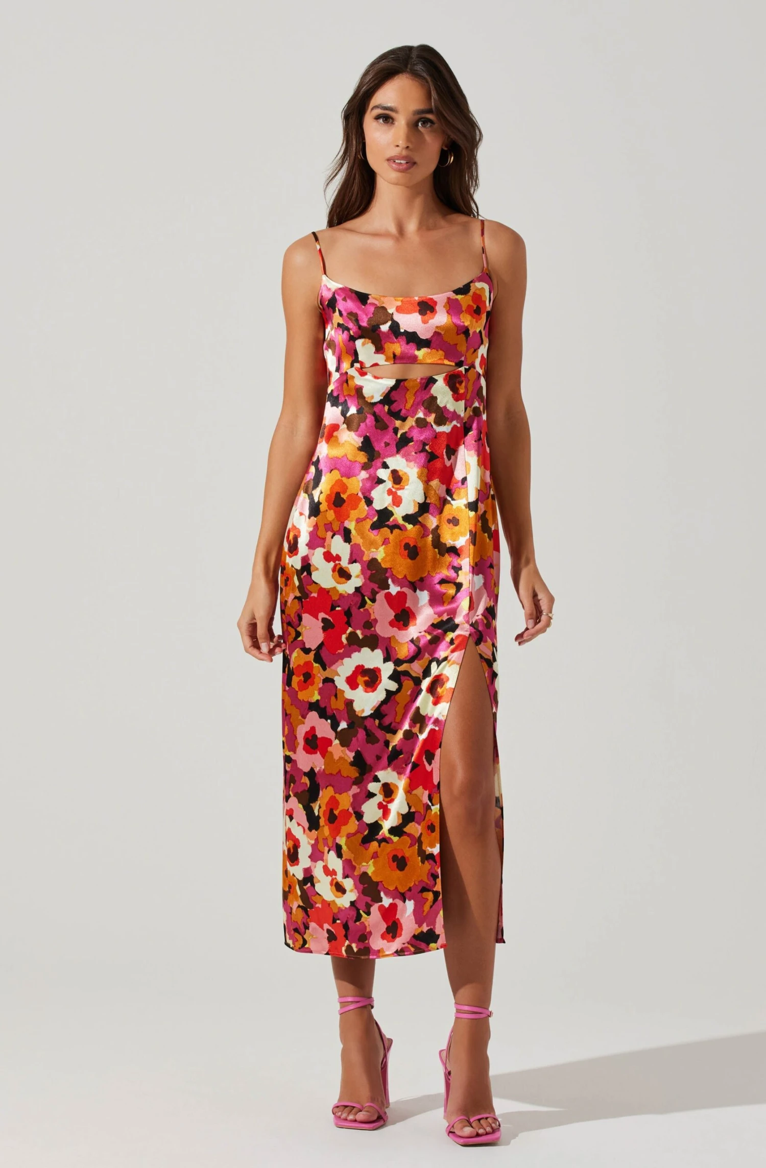 Chelsi Floral Satin Midi Dress 3 Chelsi Floral Satin Midi Dress