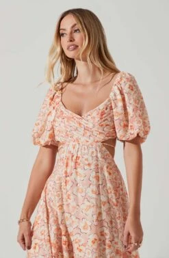 Talina Floral Cutout Midi Dress 9 Talina Floral Cutout Midi Dress -Astr The Label Shop ACDR101717 ORANGEFLORAL 3