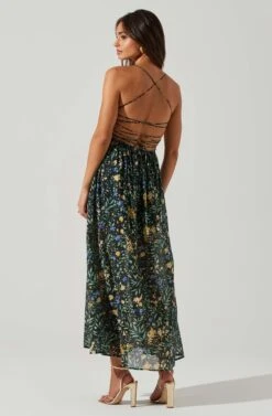 Stasia Floral Smocked Midi Dress 15 Stasia Floral Smocked Midi Dress -Astr The Label Shop ACDR101720P BLACKMULTI 4