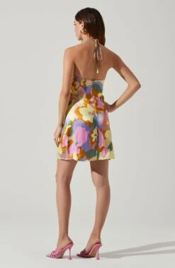 Minda Floral Halter Mini Dress -Astr The Label Shop ACDR101727 LIMERUSTFLORAL 4