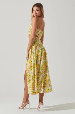 Kalina Floral Pleated Bust Midi Dress -Astr The Label Shop ACDR101728 YELLOWFLORAL 6