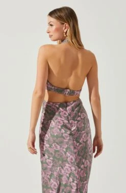 Ambretta Floral Halter Midi Dress 17 Ambretta Floral Halter Midi Dress -Astr The Label Shop ACDR101747 GREENPINKFLORAL 5
