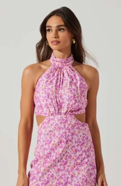 Ambretta Floral Halter Midi Dress 20 Ambretta Floral Halter Midi Dress -Astr The Label Shop ACDR101747 PURPLEFLORAL 2