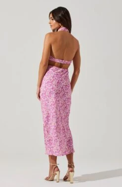 Ambretta Floral Halter Midi Dress 22 Ambretta Floral Halter Midi Dress -Astr The Label Shop ACDR101747 PURPLEFLORAL 4