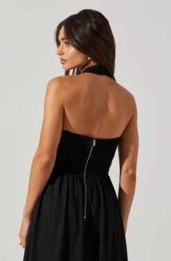 Zaria Pleated Halter Midi Dress -Astr The Label Shop ACDR101778 BLACK 4