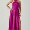 Zaria Pleated Halter Midi Dress 2 Zaria Pleated Halter Midi Dress -Astr The Label Shop ACDR101778 FUCHSIA 1