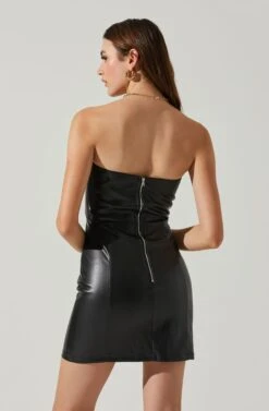 Carmen Strapless Faux Leather Mini Dress 17 Carmen Strapless Faux Leather Mini Dress -Astr The Label Shop ACDR101787L BLACK 5