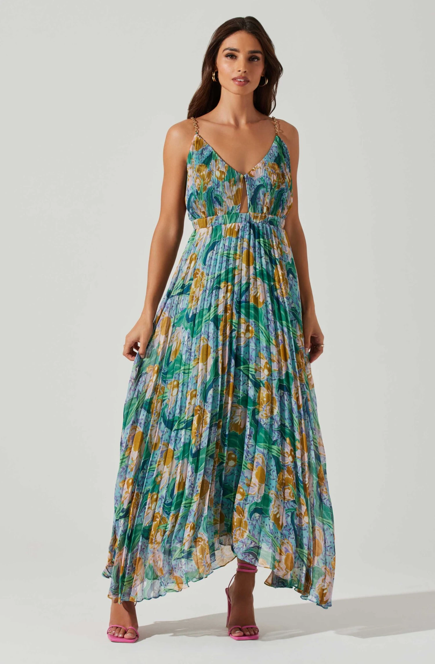 Loralee Pleated Floral Maxi Dress 3 Loralee Pleated Floral Maxi Dress