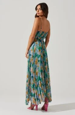 Loralee Pleated Floral Maxi Dress 15 Loralee Pleated Floral Maxi Dress -Astr The Label Shop ACDR101790 GREENFLORAL 4