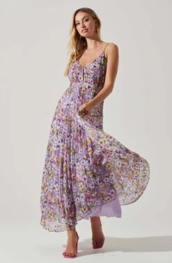 Loralee Pleated Floral Maxi Dress 16 Loralee Pleated Floral Maxi Dress -Astr The Label Shop ACDR101790 PURPLEFLORAL 1