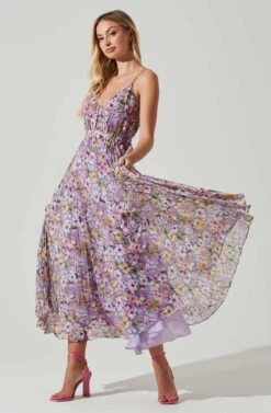 Loralee Pleated Floral Maxi Dress 18 Loralee Pleated Floral Maxi Dress -Astr The Label Shop ACDR101790 PURPLEFLORAL 2