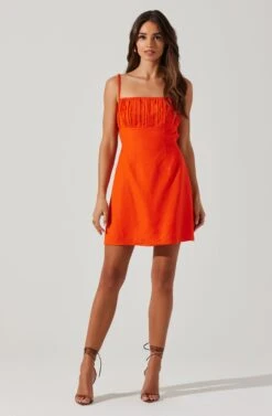 Claramae Ruched Mini Dress -Astr The Label Shop ACDR101796S ORANGE 1