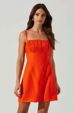 Claramae Ruched Mini Dress -Astr The Label Shop ACDR101796S ORANGE 2