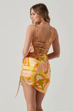 Damita Ruched Mini Dress -Astr The Label Shop ACDR101807 PINKORANGEMULTI 5