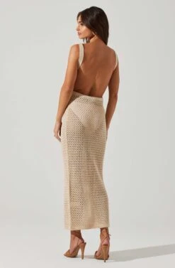 Aitana Knit Open Back Midi Dress -Astr The Label Shop ACDR101810 NATURAL 4
