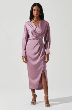 Sadyra Drop Shoulder Wrap Dress -Astr The Label Shop ACDR101865 MAUVE 1