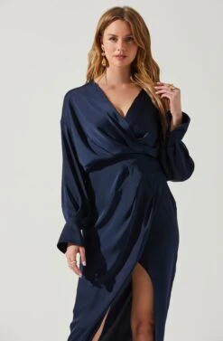 Sadyra Drop Shoulder Wrap Dress -Astr The Label Shop ACDR101865 MIDNIGHTBLUE 3