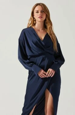 Sadyra Drop Shoulder Wrap Dress -Astr The Label Shop ACDR101865 MIDNIGHTBLUE 4