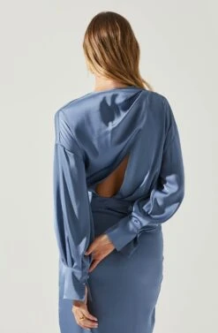 Sadyra Drop Shoulder Wrap Dress -Astr The Label Shop ACDR101865 SLATEBLUE 5