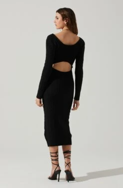 Regina Cutout Midi Sweater Dress 19 Regina Cutout Midi Sweater Dress -Astr The Label Shop ACDR101888 BLACK 6