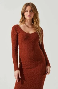 Regina Cutout Midi Sweater Dress 23 Regina Cutout Midi Sweater Dress -Astr The Label Shop ACDR101888 RUST 3
