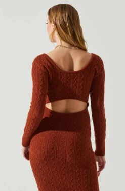 Regina Cutout Midi Sweater Dress 24 Regina Cutout Midi Sweater Dress -Astr The Label Shop ACDR101888 RUST 5