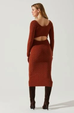 Regina Cutout Midi Sweater Dress 25 Regina Cutout Midi Sweater Dress -Astr The Label Shop ACDR101888 RUST 6