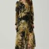 Kamila Long Sleeve Floral Wrap Maxi Dress -Astr The Label Shop ACDR101894 BLACKYELLOWMULTI 1