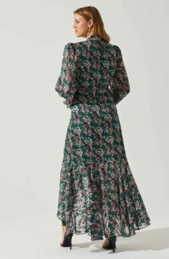 Kamila Long Sleeve Floral Wrap Maxi Dress -Astr The Label Shop ACDR101894 GREENPINKFLORAL 6