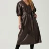 Angie Faux Leather Tie Waist Midi Dress 1 Angie Faux Leather Tie Waist Midi Dress -Astr The Label Shop ACDR101897 DARKBROWN 1