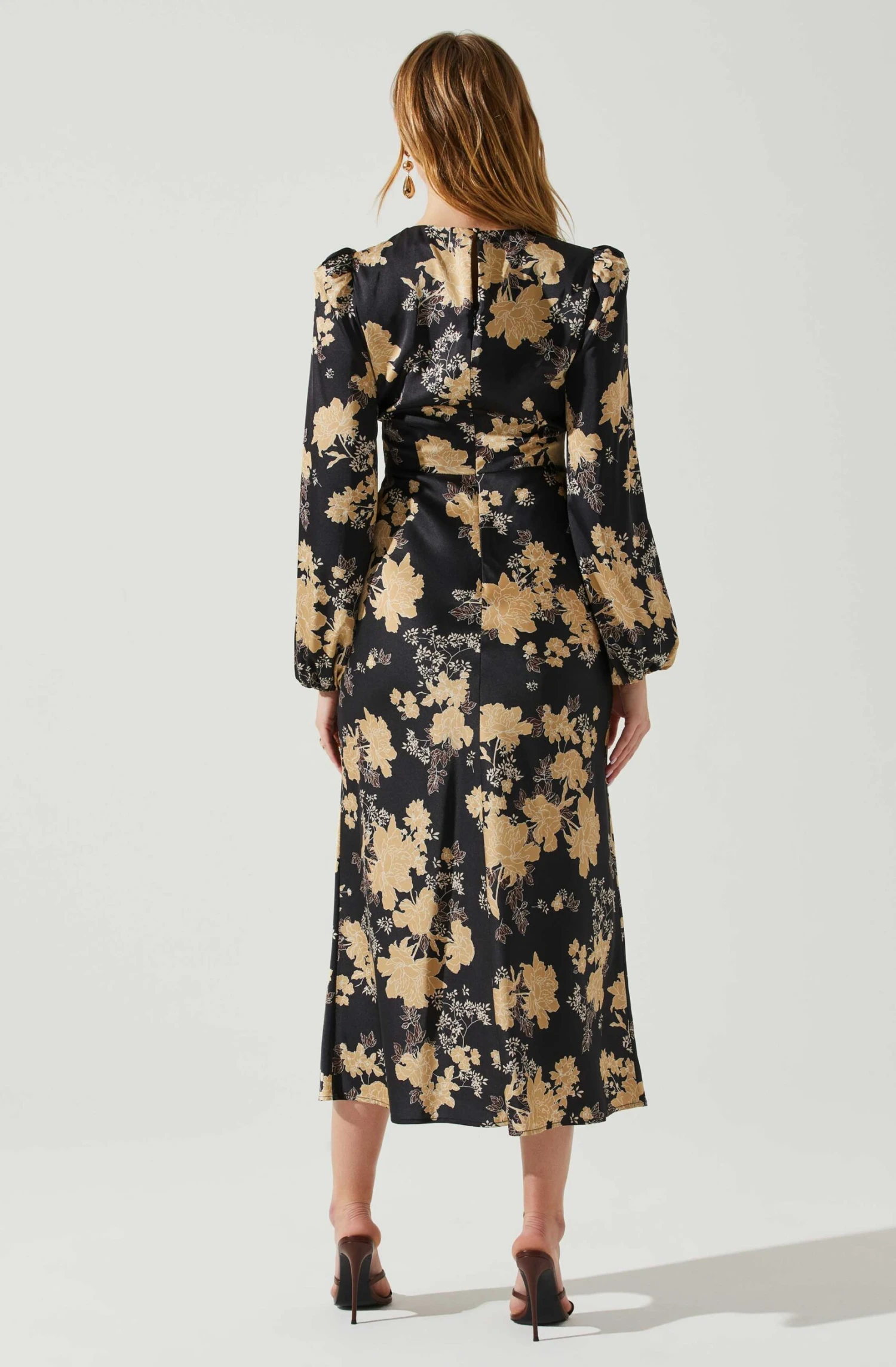 Suzy Floral Satin Front Cutout Midi Dress 8 Suzy Floral Satin Front Cutout Midi Dress - Image 6