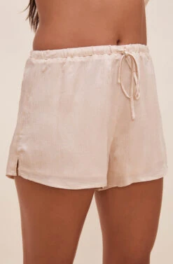 Rosabel Satin Tie Front Shorts -Astr The Label Shop ACP7208 CHAMPAGNE 3