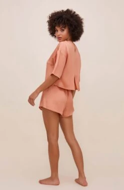 Rosabel Satin Tie Front Shorts -Astr The Label Shop ACP7208 CORAL 3
