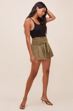 Marika Tie Waist Shorts -Astr The Label Shop ACP7211 OLIVE 1