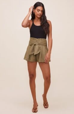 Marika Tie Waist Shorts -Astr The Label Shop ACP7211 OLIVE 2