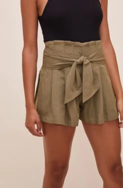 Marika Tie Waist Shorts -Astr The Label Shop ACP7211 OLIVE 4