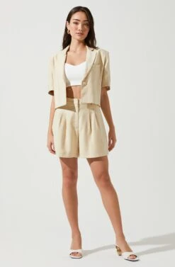 Melrose Pleated Shorts -Astr The Label Shop ACP7219 NATURAL 1