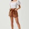 Kenia Tie Waist Shorts 1 Kenia Tie Waist Shorts -Astr The Label Shop ACP7220 CARAMEL 1