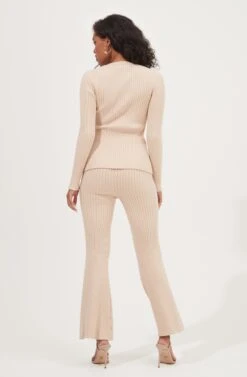 Maida Ribbed Knit Flare Pants -Astr The Label Shop ACP7223 LATTE 2
