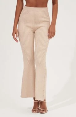 Maida Ribbed Knit Flare Pants -Astr The Label Shop ACP7223 LATTE 4