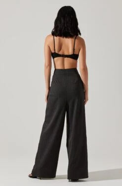 Boyfriend Pleated Criss-Cross Waist Pants 12 Boyfriend Pleated Criss-Cross Waist Pants -Astr The Label Shop ACP7225WST CHARCOALSTRIPE 6