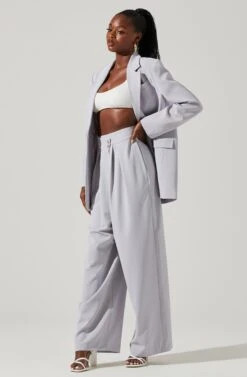 Boyfriend Criss Cross Pleated Wide Leg Pants -Astr The Label Shop ACP7225 HAZEBLUE 1