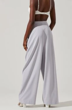 Boyfriend Criss Cross Pleated Wide Leg Pants -Astr The Label Shop ACP7225 HAZEBLUE 3