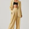 Boyfriend Criss Cross Pleated Wide Leg Pants -Astr The Label Shop ACP7225 MAIZE 1