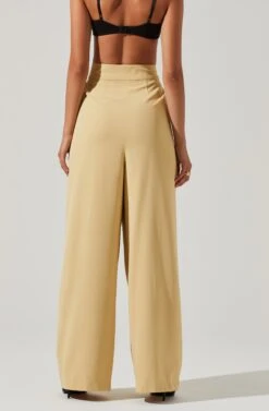 Boyfriend Criss Cross Pleated Wide Leg Pants -Astr The Label Shop ACP7225 MAIZE 3