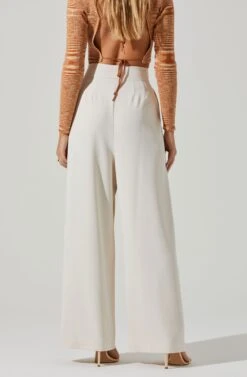 Boyfriend Criss Cross Pleated Wide Leg Pants -Astr The Label Shop ACP7225 OFFWHITE 3